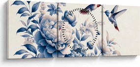 Tablou - Colibri deasupra florii (cu ceas) (90x30 cm)