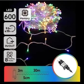 Aigostar - LED RGBY Ghirlandă luminoasă de Crăciun pentru exterior 600xLED/6W/230V 30m IP44