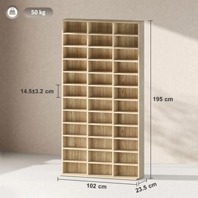 HOMCOM Depozite pentru CD-uri și DVD-uri, bibliotecă de depozitare 1116 CD-uri/528 DVD-uri, 36 compartimente și rafturi reglabile, chenar | Aosom Romania