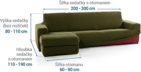 Nueva Textura Huse care se întind foarte bine NIAGARA verzi canapea cu otoman stânga (l. 200 - 300 cm)