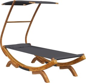 vidaXL Pat de exterior cu baldachin antracit 100x190x134 cm lemn masiv