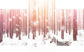 Tablou - Zebra în pădurea înzăpezită (90x60 cm)
