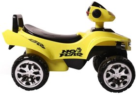 Masinuta cu Functie de Trotineta Fara Pedale Pentru Copii NOVOKIDS™ ATV No Fear Rider, Maxim 25 Kg, Cu Melodii, Sezut comfortabil, Galben cu Negru