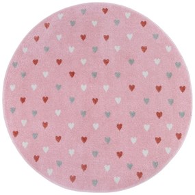 Covor pentru copii roz ø 100 cm Little Hearts – Hanse Home