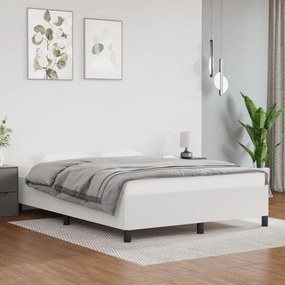 347246 vidaXL Cadru de pat, alb, 140x190 cm, piele ecologică