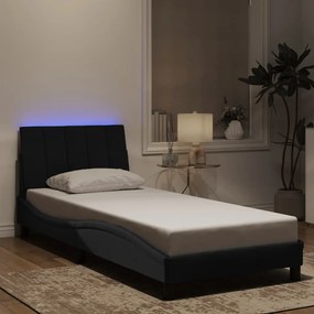 3213753 vidaXL Cadru de pat cu lumini LED, negru, 90x190 cm, catifea