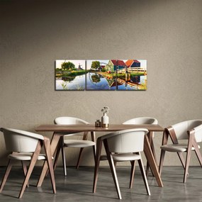Tablou cu mori din Olanda (cu ceas) (90x30 cm)