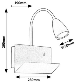 Aplica de perete cu spot directionabil si port USB Tacito alb