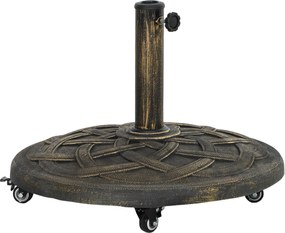 Outsunny Bază Rotundă pentru Umbrelă cu Roți, Bază Ponderată de 20 kg din Rășină, Suport pentru Umbrele de 3,3 cm/3,8 cm/4,8 cm pentru Exterior, Grădină, Piscină, Bronz | Aosom Romania