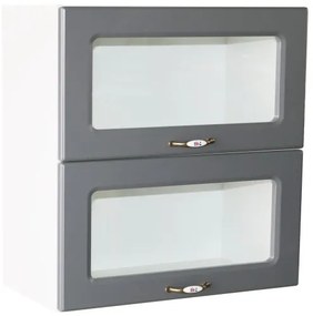 Corp superior vitrina 80 cu 2 usi orizontale Zebra MDF gri dungi
