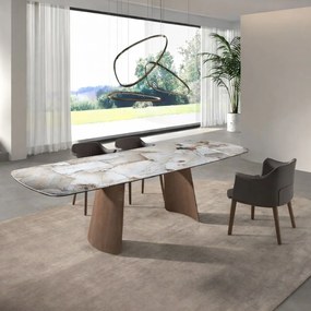 Masa extensibila design LUX Porcelain Marble 180-260cm