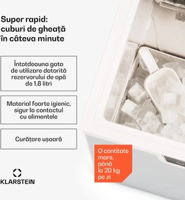 Klarstein Icefestival Cube, mașină de făcut gheață, 195 W, 1,9 litri, 20 kg în 24 ore