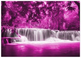Tablou pe sticlă - Cascadă, violet (70x50 cm)