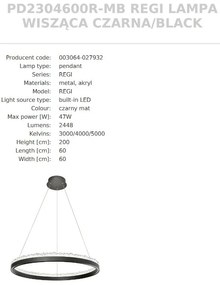Lustra suspendata LED moderna REGI 60cm