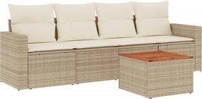 vidaXL Set canapele de grădină cu perne, 5 piese, bej, poliratan