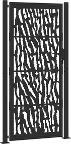 vidaXL Poartă de grădină neagră 100x200 cm, model cu urme din oțel