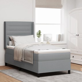vidaXL Pat cu arcuri , saltea și LED Gri deschis 80x200 cm, din material