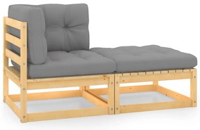 vidaXL Set mobilier grădină cu perne, 2 piese, lemn masiv de pin