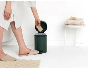 Cos de gunoi cu pedala Brabantia NewIcon 1003196, 3 L, Inchidere lina, Baza antiderapanta, Verde inchis