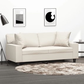 3153060 vidaXL Canapea cu 2 locuri, perne&pernuțe crem 140 cm piele ecologică