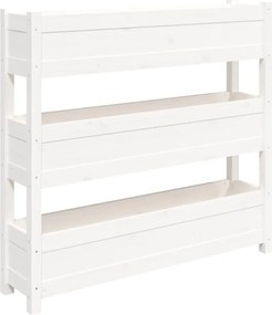 vidaXL Jardinieră, alb, 112x25x104,5 cm, lemn masiv de pin