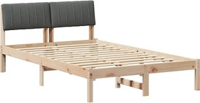 vidaXL Cadru de pat maro și gri închis 120 x 190 cm Lemn masiv de pin