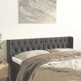 vidaXL Tăblie de pat cu aripioare gri închis 147x16x78/88 cm catifea