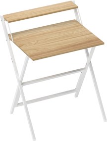 HOMCOM Birou pliabil 65,5 x 45 cm cu etajeră de depozitare pentru dormitor, spații mici, lemn natural | Aosom Romania