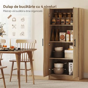 HOMCOM Dulap de Bucătărie Modern cu Rafturi Ajustabile și Uși Amortizate Lemn | Aosom Romania