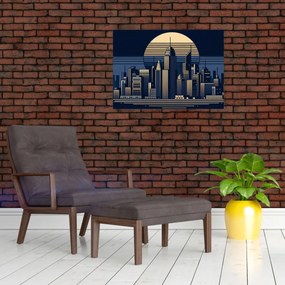 Tablou pe sticlă – Oraș geometric (70x50 cm)