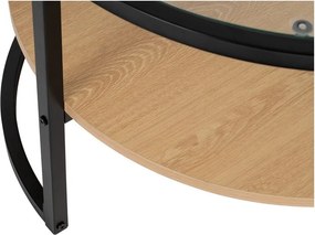 Măsuță de cafea neagră/în culoare naturală rotundă cu aspect de lemn de stejar ø 68 cm Zanu – Bonami Essentials