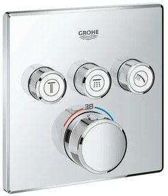 Baterie dus Grohe Grohtherm SmartControl termostatica patrata cu 3 iesiri