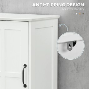 kleankin Dulap Modern pentru Baie, Mobilier Îngust cu Raft Deschis, Sertar, Uși Încastrate și Rafturi Ajustabile Alb | Aosom Romania