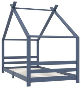 289615 vidaXL Cadru de pat pentru copii, gri, 90 x 200 cm, lemn masiv de pin