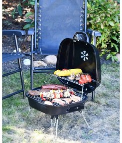 Grătar portabil cu cărbuni, negru