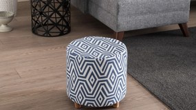 Taburet tapițat Begon - Dark Blue, White