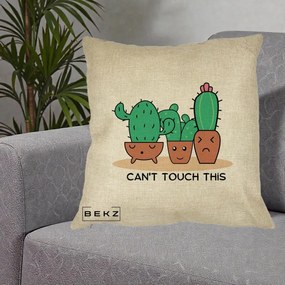Perna Decorativa Cactus Funny Can't Touch This, 40x40 cm, Crem, Husa Detasabila, Perna Inclusa, BEKZ®