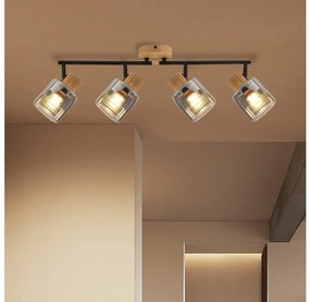 Brilagi - Lampă spot HYGGE 4xE14/15W/230V lemn de cauciuc/fumuriu