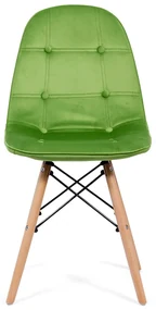 Scaun tapitat cu catifea si picioare din lemn BUC 232V verde