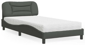 vidaXL Pat cu saltea, gri închis, 100x200 cm, textil