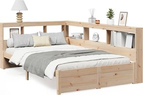 vidaXL Pat cu bibliotecă fără saltea, 120x200 cm, lemn masiv de pin
