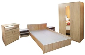 Dormitor Soft Sonoma cu dulap 3 usi si pat de 160 x 200 cm