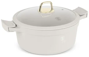 Oală cu capac 28 cm, 6.6L – Berlinger Haus Sahara Collection BH 7788, crem, cu mânere silicon, gătit sănătos, compatibilă inducție