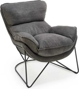 Scaun relaxare living VOLKER, gri, stofa clasica/metal, 75x88x85 cm