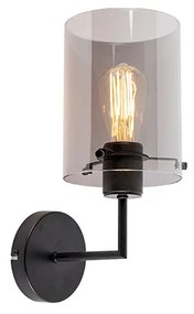 Lampa de perete de design neagra cu sticla fumurie - Dome
