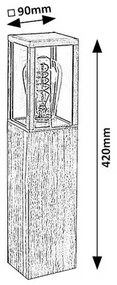 Lampă de exterior tip stâlp Rabalux 7196 Wales cu elemente din lemn