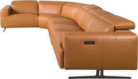 Coltar 5 locuri, Functia Relax, Sezlong Stanga, Cowhide maro