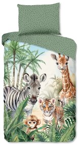 Lenjerie de pat pentru copii verde din bumbac pentru pat de o persoană 140x200 cm Thabo – Good Morning