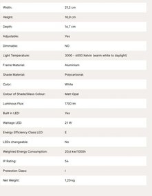Aplica LED de exterior reglabila IP54 GINGE alba
