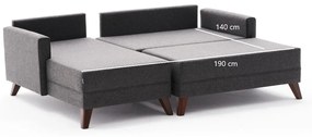 Canapea extensibilă de colț Bella Mini Corner Sofa Left - Anthracite